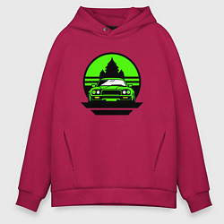 Толстовка оверсайз мужская Nissan skyline retro style, цвет: маджента