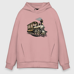 Толстовка оверсайз мужская Винтажный поезд 19 века, цвет: пыльно-розовый