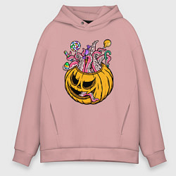 Толстовка оверсайз мужская Осьминог в тыкве, цвет: пыльно-розовый