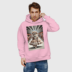 Толстовка оверсайз мужская Милая винтажная кошка на подиуме в винтажном плать, цвет: светло-розовый — фото 2