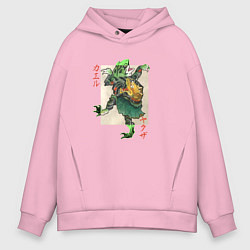 Толстовка оверсайз мужская Лягушка - японский стиль, цвет: светло-розовый