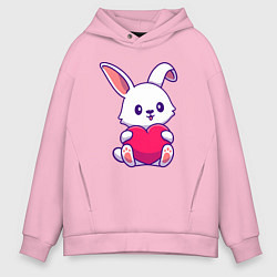 Толстовка оверсайз мужская Heart rabbit, цвет: светло-розовый