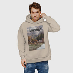 Толстовка оверсайз мужская Dmitriy деревушка, цвет: миндальный — фото 2