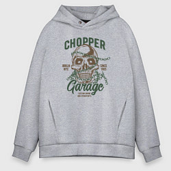 Толстовка оверсайз мужская Череп с цепями,Chopper garage, цвет: меланж