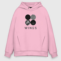 Толстовка оверсайз мужская BTS Wings, цвет: светло-розовый