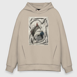 Толстовка оверсайз мужская Абстрактная картина Forms, цвет: миндальный