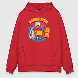 Толстовка оверсайз мужская Fresh fish, цвет: красный