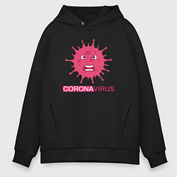 Толстовка оверсайз мужская Pink coronavirus, цвет: черный