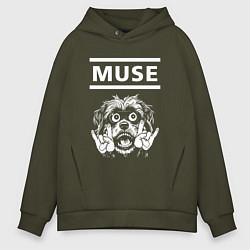 Толстовка оверсайз мужская Muse rock dog, цвет: хаки