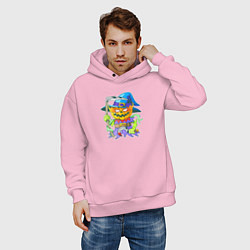 Толстовка оверсайз мужская Джек фонарь, цвет: светло-розовый — фото 2