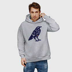 Толстовка оверсайз мужская Ворон путешественник, цвет: меланж — фото 2