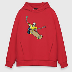 Толстовка оверсайз мужская Мёртвый скейтбордист, цвет: красный