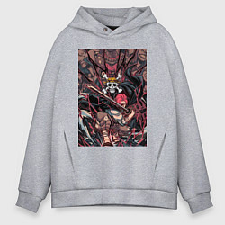 Толстовка оверсайз мужская Ван-Пис Шанкс команда, цвет: меланж