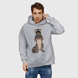 Толстовка оверсайз мужская Енот арт, цвет: меланж — фото 2