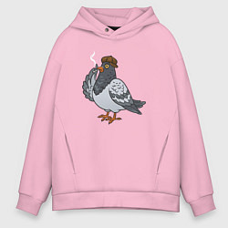 Толстовка оверсайз мужская Голубь хулиган, цвет: светло-розовый
