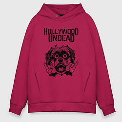 Толстовка оверсайз мужская Hollywood Undead - rock dog, цвет: маджента