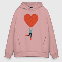 Толстовка оверсайз мужская Большая любовь, цвет: пыльно-розовый