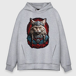 Толстовка оверсайз мужская Кот викинг, цвет: меланж