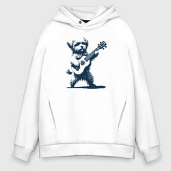 Толстовка оверсайз мужская Мальтипу с гитарой укулеле, цвет: белый