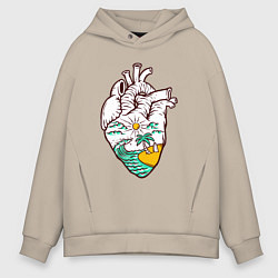Толстовка оверсайз мужская Остров сердца, цвет: миндальный