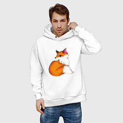 Толстовка оверсайз мужская Лисичка на чиле, цвет: белый — фото 2