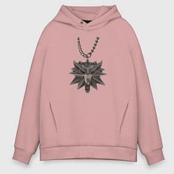 Толстовка оверсайз мужская Ведьмак медальон, цвет: пыльно-розовый