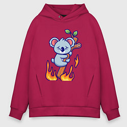 Толстовка оверсайз мужская Пожар у коалы, цвет: маджента