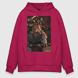 Толстовка оверсайз мужская Тыква мистика, цвет: маджента