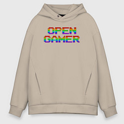 Толстовка оверсайз мужская Open gamer logo, цвет: миндальный