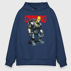 Толстовка оверсайз мужская Cyborg Homer Simpson - ai art fantasy, цвет: тёмно-синий