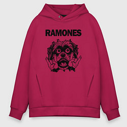 Толстовка оверсайз мужская Ramones - rock dog, цвет: маджента