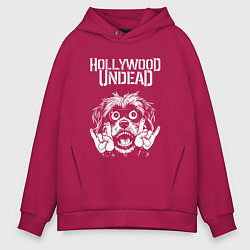 Толстовка оверсайз мужская Hollywood Undead rock dog, цвет: маджента