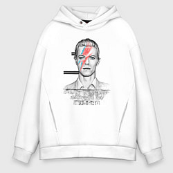 Толстовка оверсайз мужская David Bowie police department rochester, цвет: белый