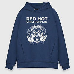 Толстовка оверсайз мужская Red Hot Chili Peppers rock dog, цвет: тёмно-синий