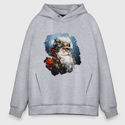 Толстовка оверсайз мужская Санта Клаус стимпанк, цвет: меланж
