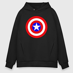 Толстовка оверсайз мужская Captain America logo, цвет: черный