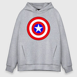 Толстовка оверсайз мужская Captain America logo, цвет: меланж