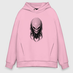 Толстовка оверсайз мужская Зловещий череп с щупальцами, цвет: светло-розовый