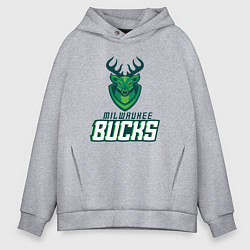 Толстовка оверсайз мужская Milwaukee Bucks NBA, цвет: меланж