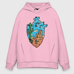 Толстовка оверсайз мужская Сердце пустыни, цвет: светло-розовый