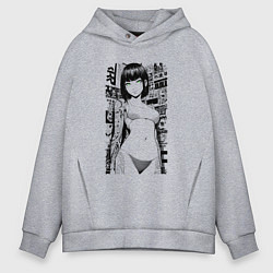 Толстовка оверсайз мужская Зеленоглазая девушка с татуировками, цвет: меланж