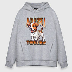 Толстовка оверсайз мужская Собака Джек-рассел-терьер, цвет: меланж