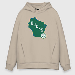 Толстовка оверсайз мужская Bucks team, цвет: миндальный