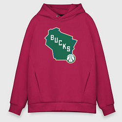 Толстовка оверсайз мужская Bucks team, цвет: маджента
