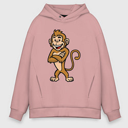 Толстовка оверсайз мужская Позитивная мартышка, цвет: пыльно-розовый