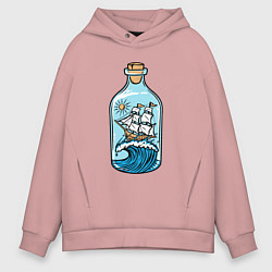 Толстовка оверсайз мужская Парусник в бутылке, цвет: пыльно-розовый