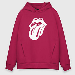 Толстовка оверсайз мужская Rolling Stones - white logo, цвет: маджента