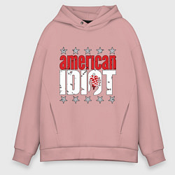 Толстовка оверсайз мужская Green Day - american idiot, цвет: пыльно-розовый