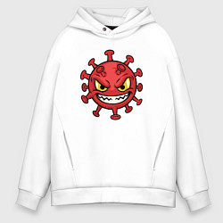 Толстовка оверсайз мужская Коварный вирус, цвет: белый