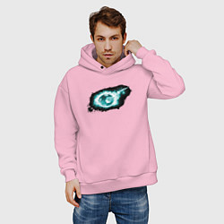 Толстовка оверсайз мужская Горящий мяч, цвет: светло-розовый — фото 2
